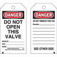 Self-Laminating Safety Tags, Polyester, 3" W x 5-3/4" H, English SX348 | Rideout Tool & Machine Inc.