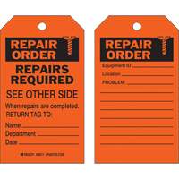Safety Repair Tag, Polyester, 4" W x 7" H, English SX420 | Rideout Tool & Machine Inc.