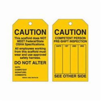 Scaffold Safety Tags, Polyester, 4" W x 7" H, English SX426 | Rideout Tool & Machine Inc.