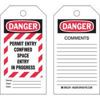 "Confined Space" Tags, Polyester, 3" W x 5-3/4" H, English SX839 | Rideout Tool & Machine Inc.