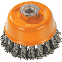 Knot-Twisted Wire Cup Brush, 3" Dia. x 5/8"-11 Arbor TAV093 | Rideout Tool & Machine Inc.