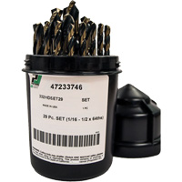 Jeu de forets robustes, 29 morceaux, Acier rapide Rideout Tool & Machine Inc.