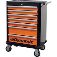 Armoire roulante, 7 tiroirs, 28" la x 18" p x 40" h, Noir/Orange TER176 | Rideout Tool & Machine Inc.