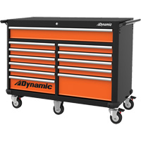 Roller Cabinet, 12 Drawers, 53" W x 24" D x 41" H, Black/Orange Rideout Tool & Machine Inc.
