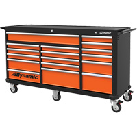 Armoire roulante, 17 tiroirs, 71" la x 24" p x 41" h, Noir/Orange TER181 | Rideout Tool & Machine Inc.