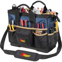 Sac &agrave; outils fourre-tout Big-Mouth &agrave; base moul&eacute;e, Polyester balistique, 23 pochettes, Noir/Bleu Rideout Tool & Machine Inc.