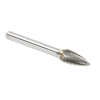 Solid Carbide Burrs - Tree Shape Pointed End, SG-3, 9.53 mm Dia., 1/4" Shank Rideout Tool & Machine Inc.