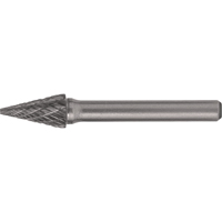 Solid Carbide Burrs - Pointed Cone Shape, SM-42, 1/8" Dia., 1/8" Shank, 7/16" Depth of Cut Rideout Tool & Machine Inc.