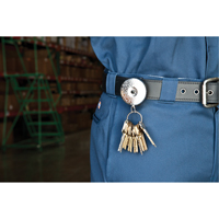 The Original Key Reel, Chrome, 24" Cable, Belt Clip Attachment TLZ009 | Rideout Tool & Machine Inc.