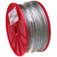Wire Cable, 500' (152.4 m) x 3/32", 184 lbs. (0.092 tons), Galvanized TQB486 | Rideout Tool & Machine Inc.