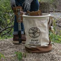 Leather-Bottom Bucket, 17" H, Canvas, White Rideout Tool & Machine Inc.