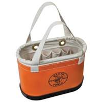 Hard-Body Oval Bucket, 14" L x 7" W x 10" H, Plastic, Orange Rideout Tool & Machine Inc.