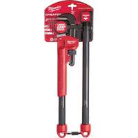 Cheater Adaptable Pipe Wrench, 2-1/2" Jaw Capacity, 18"/24"/10" Long, Powder Coated Finish, Ergonomic Handle Rideout Tool & Machine Inc.