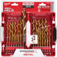 Shockwave Red Helix Drill Bit Set, 29 Pieces, Titanium Rideout Tool & Machine Inc.