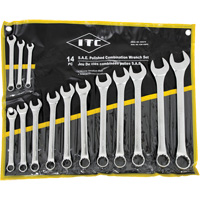 Polished Wrench Set, Combination, 14 Pieces, Imperial UAV823 | Rideout Tool & Machine Inc.