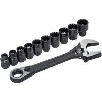 Ensemble de cannelure & cl&eacute; ajustable Pass-Thru X6 11 mcx, 13" lo, la max. 2-27/50", Phosphate noir Rideout Tool & Machine Inc.