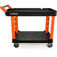 Chariot utilitaire industriel &agrave; 2 tablettes RAILWORKS avec roulettes dures de 5", 47" lo x 24-1/2" la x 34" h, Noir/Orange Rideout Tool & Machine Inc.