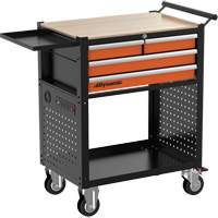 Utility Cart, 4 Drawers, Black/Orange Rideout Tool & Machine Inc.