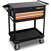 Utility Cart, 2 Drawers, 32-1/2" W x 42" H, Black/Orange Rideout Tool & Machine Inc.