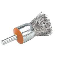 Mounted End Brush with Crimped Wires, 1/2", 0.02" Fill, 1/4" Shank Rideout Tool & Machine Inc.