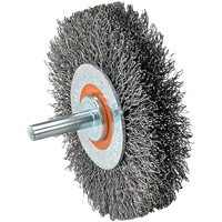 Mounted Wire Brush, 1-3/8" Dia., 0.008" Fill, 1-1/4" Arbor UE868 | Rideout Tool & Machine Inc.