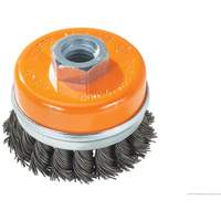 Knot-Twisted Wire Cup Brush with Ring, 3-1/2" Dia. x 5/8"-11 Arbor UE898 | Rideout Tool & Machine Inc.