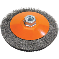 Brosse soucoupe &agrave; fils nou&eacute;s torsad&eacute;s, Dia. 5", Fils 0,02", Arbre 5/8"-11, Acier Rideout Tool & Machine Inc.