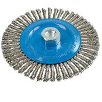 Knot-Twisted Stringer Bead Wire Wheel, 6" Dia., 0.02" Fill, 5/8"-11 Arbor, Aluminum/Stainless Steel Rideout Tool & Machine Inc.