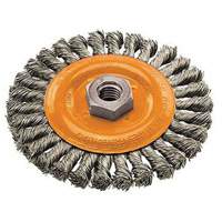 Wide Knotted Wire Wheel Brush, 4" Dia., 0.02" Fill, 5/8"-11 Arbor, Steel Rideout Tool & Machine Inc.