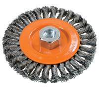 Wide Knotted Wire Wheel Brush, 5" Dia., 0.02" Fill, 5/8"-11 Arbor, Steel Rideout Tool & Machine Inc.