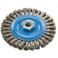 Wide Knotted Wire Wheel Brush, 5" Dia., 0.02" Fill, 5/8"-11 Arbor, Aluminum/Stainless Steel Rideout Tool & Machine Inc.