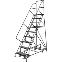 All Directional Rolling Ladder, 9 Steps, 24" Step Width, 90" Platform Height, Steel VC542 | Rideout Tool & Machine Inc.