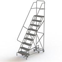 All Directional Rolling Ladder, 9 Steps, 24" Step Width, 90" Platform Height, Steel VC552 | Rideout Tool & Machine Inc.