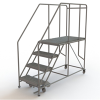 Mobile Work Platform, Steel, 4 Steps, 40" H, 47" D, 24" Step, Serrated VC594 | Rideout Tool & Machine Inc.