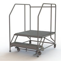 Mobile Work Platform, Steel, 2 Steps, 20" H, 36" D, 36" Step, Serrated VC596 | Rideout Tool & Machine Inc.