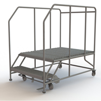 Mobile Work Platform, Steel, 2 Steps, 20" H, 48" D, 36" Step, Serrated Rideout Tool & Machine Inc.