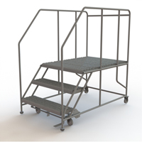 Mobile Work Platform, Steel, 3 Steps, 30" H, 48" D, 36" Step, Serrated Rideout Tool & Machine Inc.