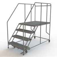 Mobile Work Platform, Steel, 4 Steps, 40" H, 48" D, 36" Step, Serrated VC602 | Rideout Tool & Machine Inc.
