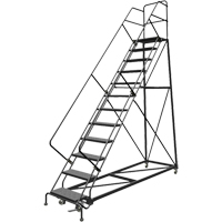 Safety Slope Rolling Ladder, 12 Steps, Perforated, 50° Incline, 120" High Rideout Tool & Machine Inc.