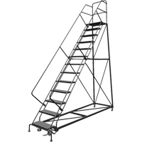Safety Slope Rolling Ladder, 13 Steps, Perforated, 50° Incline, 130" High Rideout Tool & Machine Inc.