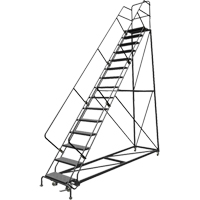 Safety Slope Rolling Ladder, 15 Steps, Perforated, 50° Incline, 150" High Rideout Tool & Machine Inc.
