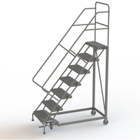 Safety Slope Rolling Ladder, 7 Steps, Serrated, 50° Incline, 70" High Rideout Tool & Machine Inc.