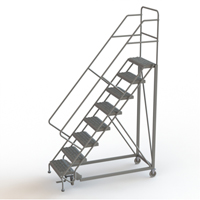 Safety Slope Rolling Ladder, 8 Steps, Serrated, 50° Incline, 80" High Rideout Tool & Machine Inc.