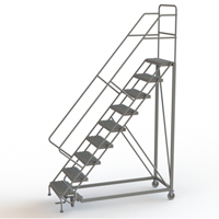 Safety Slope Rolling Ladder, 9 Steps, Serrated, 50° Incline, 90" High Rideout Tool & Machine Inc.