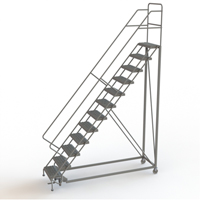 Safety Slope Rolling Ladder, 12 Steps, Serrated, 50° Incline, 120" High Rideout Tool & Machine Inc.