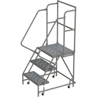 Deep Top Step Rolling Ladder, 3 Steps, 16" Step Width, 30" Platform Height, Steel Rideout Tool & Machine Inc.