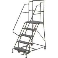 Deep Top Step Rolling Ladder, 5 Steps, 16" Step Width, 50" Platform Height, Steel Rideout Tool & Machine Inc.