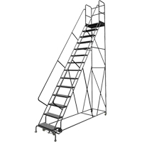 Deep Top Step Rolling Ladder, 14 Steps, 24" Step Width, 140" Platform Height, Steel Rideout Tool & Machine Inc.