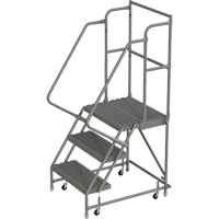 Deep Top Step Rolling Ladder, 3 Steps, 16" Step Width, 30" Platform Height, Steel VC762 | Rideout Tool & Machine Inc.