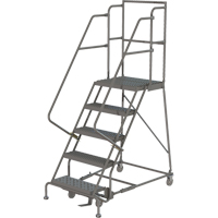 Deep Top Step Rolling Ladder, 5 Steps, 16" Step Width, 50" Platform Height, Steel VC766 | Rideout Tool & Machine Inc.